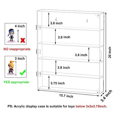 AITEE Acrylic Display Case, Display Cabinet for Mini Funko Pop Figures, Dust-Proof Clear Wall Mounted or Desktop 5 Layer Storage Mini Toys/Rock Stone, Each Compartment: 15 7/10”L x 3 2/5”W x3 4/5”H - size: 5-Layer