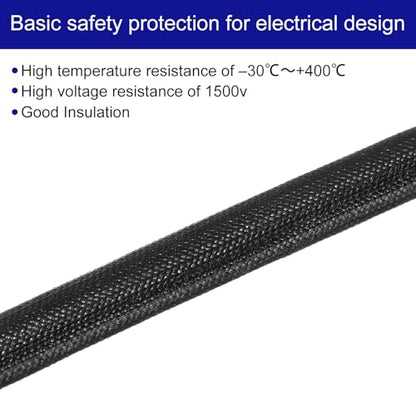 MECCANIXITY 5Pcs Wire Insulation Braid Fire Sleeve,3.28Ft-2mm ID Black, High Temp Silicone Coated Fiberglass Sleeving for Automotive Hose Lines Electrical Wiring - color: Black, size: 3.28Ft-2mm