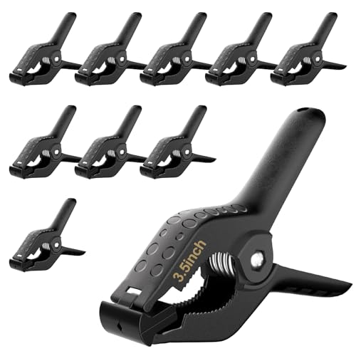 Backdrop Clamps Clips - 3.5in - Small Spring Clamps for Backdrop Stand, 10 Pack Heavy Duty Plastic Muslin Photo Clamp for Photography Photobooth, Balloon Arch, Woodworking - size: 3.5in