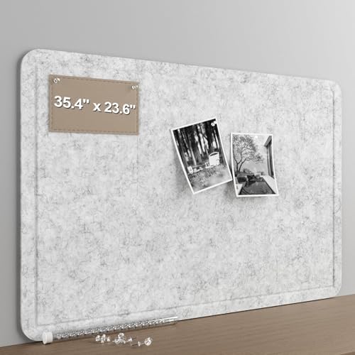 Felt Bulletin Board for Wall 36" x 24" Unfolded Size, Frameless Felt Pin Board, Soft Cork Board Alternative for Office, Home Planning, Notes, Photos & Wall Decor, Foldable Shipping, Easy Install - color: Light Grey, size: 24" x 36"