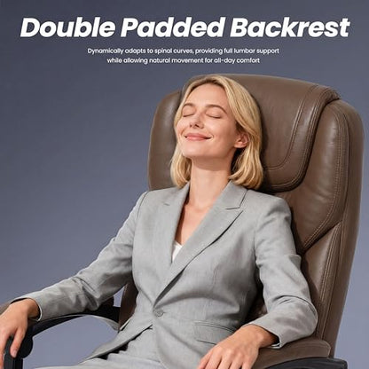 MALOL Massage Office Chair Set of 2 with 3-Level Heat and Footrest – 20-Min Easy Assembly, 300 lbs Big and Tall Desk Chair, PU Leather Ergonomic Executive Computer Chair with Side Pocket, Brown - color: Brown, size: Set of 2, style: Modern
