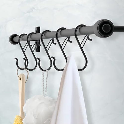 12 PCS S Hooks for Hanging with Safety Buckle | 3.5 inch Heavy Duty Metal S Shaped Hooks for Kitchen Utensil, Cups, Pots, Plants, Bags, Hats (Black) - color: Black