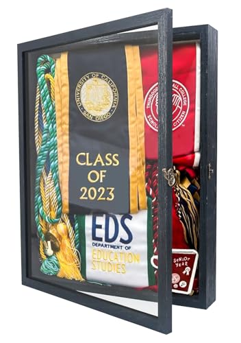 GraduatePro Shadow Box Frame 13X16 Display Case with Linen Back, Real Glass Window Door with Hinge, Picture Frame Wedding Bouquet Memorabilia Medals Photos Memory Box for Keepsakes Rustic Black - color: Rustic Black, size: 13"x16" (33x40 cm)