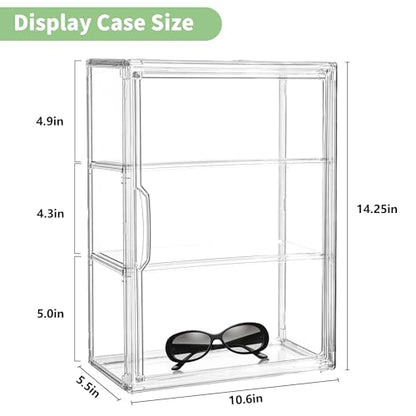Acrylic Display Case for Collectibles 3 Tier Wall-Mounted Display Case with 2 Movable Plates Clear Display Cases for Figures with Magnetic Door Tall Display Box, 2 Pack - size: 2 Pack