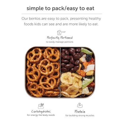 LunchBots Small Snack Packer Bento Box - Extra Small Divided Stainless Steel Snack Container - 2 Compartments for Fruits, Vegetables and Finger Foods - Dishwasher Safe – Stainless Lid - size: 2 Section