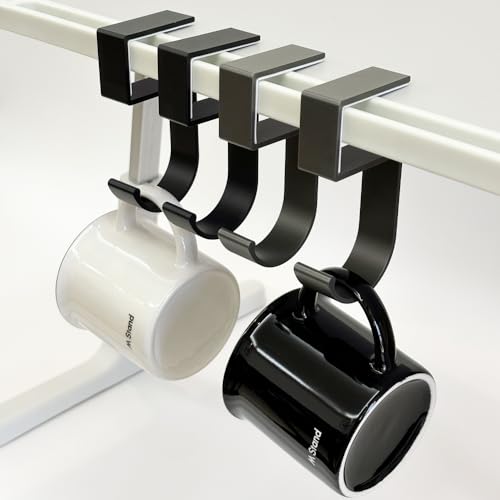 4Pcs Students' Desk Hook Nail Free Clamp-On Under Desk Schoolbag Hook Women's Bag Handbag Headphone Hanger Backpack Hook and Purse Holder - Suitable for under 3cm/1.18 inch Thick Plate（2Gray+2Black) - style: 5 type hook