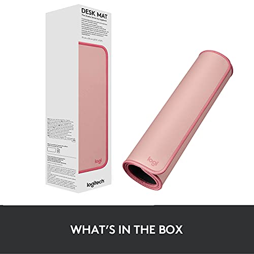 Logitech Desk Mat - Studio Series, Multifunctional Large Desk Pad, Extended Mouse Mat, Office Desk Protector with Anti-Slip Base, Spill-Resistant Durable Design, in Darker Rose - color: Darker Rose