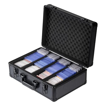 novelinks Trading Card Storage Box for 3" x 4" 35pt Rigid Cards, Toploader Organizer Case, Trading & Sports Cards, Graded & Rating Card Holder Box, with 2 DIY Partitions (4 Card Slots) - size: 4 Card Slots