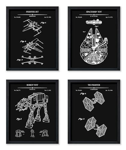 Poster Master 4-Piece Spaceship Blueprint Poster - Spacecraft Patent Print - Sci Fi Art - Fantasy & Defense Design - Armored Walker Print - Great Playroom or Kid's Room Decor - 8x10 UNFRAMED - color: Patent Kids 17, size: 8"L x 10"W