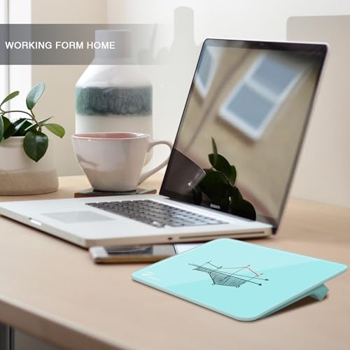 Aqua Blue Mini Desktop Pure Glass Whiteboard, Small Slope Slick Desk Whiteboard Glass, Desk White Board, Desktop White Board Dry Erase, Stenography Artifact for Office Home Schooling Décor, 8x6 Inches - color: Teal Blue