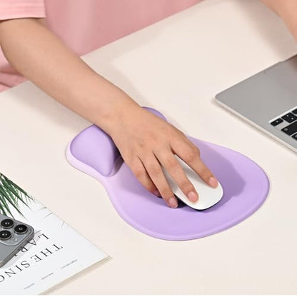 EooCoo Ergonomic Mouse Pad with Gel Wrist Rest Support Middle Concave Design, Relieve Wrist Pain Mousepad, Non-Slip Base for Laptop, Office Desk Accessories, Carpal Tunnel Syndrome - color: Purple