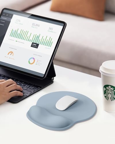 Laborio Mouse Pad with Wrist Rest, Ergonomic Mouse Pads for Desk, Office Non-Slip Mousepad with Gel Wrist Support(Light Blue, 10.6''L x 9''W) - color: Light Blue