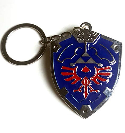 DeltaHalo | Link Shield Keychain Legend of Zelda Keyring |"Thin-Tin" Super Light Weight Metal Keychain (Blue), Small