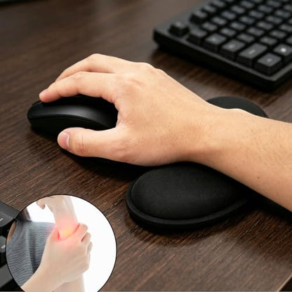 JJUNW 3 Pcs Wrist Rest for Mouse, Silicone Mouse Rest with Non-Slip Base, Black Wrist Pad for Typing Pain Relief, Office, Home, Gaming, Computer