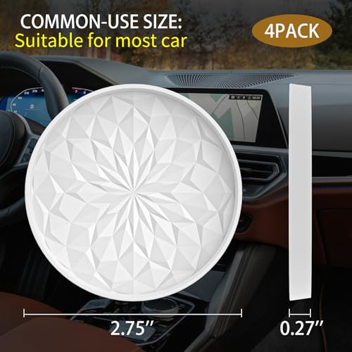 ME.FAN Car Coasters for Cup Holders [4 Pack] - 2.75In Silicone Auto Mug Mats - Universal Non-Slip Recessed Car Interior AccessoriesWhite - color: 4pack-white