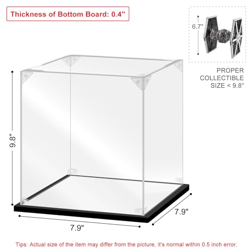 Acrylic Display Case for Collectibles Assemble Acrylic Display Box for Lego 75300 75304 75349 Helmet Model Clear Acrylic Case for Display Toys Action Figures(Black,7.9*7.9*9.8 inch) - size: 7.9*7.9*9.8 inch