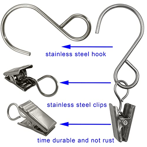 Stainless Steel S Hooks Curtain Clips, 50 Pack Hanging Party Lights Clips, Hangers Gutter Photo, Art Craft Display, 3 Inch Long, Silver - color: 3 Inch Long Silver