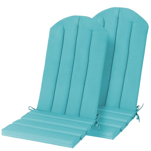 Adirondack Chair Cushion Set of 2 Indoor Outdoor Furniture Cushions Rocking Chair Cushions with Straps Replacement Folding Patio Chair Pad,19.7x18.9x1.5 Inch（Blue） - color: Blue