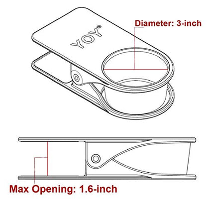 YOY 2 Pack Drink Cup Holder Clip - Table Desk Side Water Glass Beer Bottle Beverage Soda Coffee Mug Holder Cup Saucer Clip Design for Home Office, Black - color: Black, size: 2 Pack