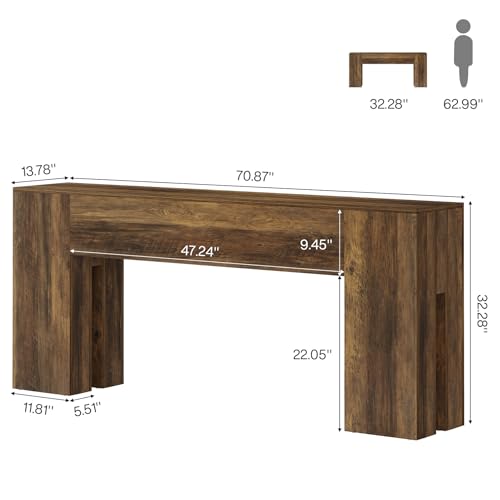 Tribesigns 71-Inch Long Console Table for Entryway, Farmhouse Sofa Console Behind Couch, Entry Table for Hallway, Foyer, Living Room, Brown - color: Brown