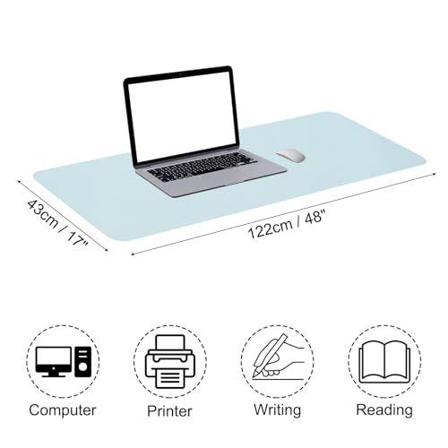 PATIKIL Desk Mat, 48"x17" Non-Slip Waterproof PU Leather Pad for Office & Home Use, Dual Sided, Light Blue - color: Light Blue, size: 48"x17"