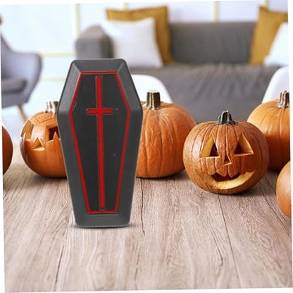 Coffin Shaped Decorative Storage Boxes, Set of 4, Black with Red Accents