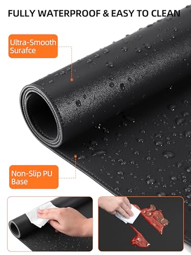 TopMade Mouse Pad with 15W Wireless Charging, XXL Large Leather Desk Mat, Waterproof Gaming Mousepad Home Office Desk Pad Protector, Black (Includes 20W PD Power Adapter & 6.56ft Woven Cable) - color: Black With Adapter