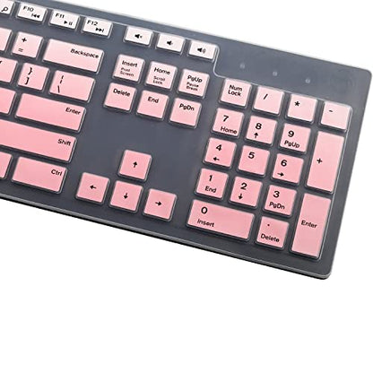 i-Tensodo 2 PCS Keyboard Cover for Dell Inspiron/Optiplex Desktop 5250 3050 3240 5460 7450 7050 3475 3670 3477 |Dell KM636 /Dell KB216 Keyboard US Layout Keyboard Cover - color: OmbrePink+Clear