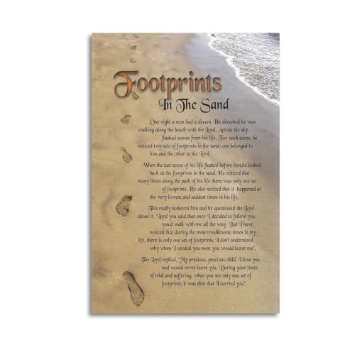 Zapeeitt Footprints On The Beach Poems Inspirational Quotes Poster Art Print Canvas Wall Art Kitchen Living Room Classroom Bedroom Office Home Aesthetic Decoration 20x30inch(50x75cm) Unframe-style - color: Unframe-style, size: 20x30inch(50x75cm)