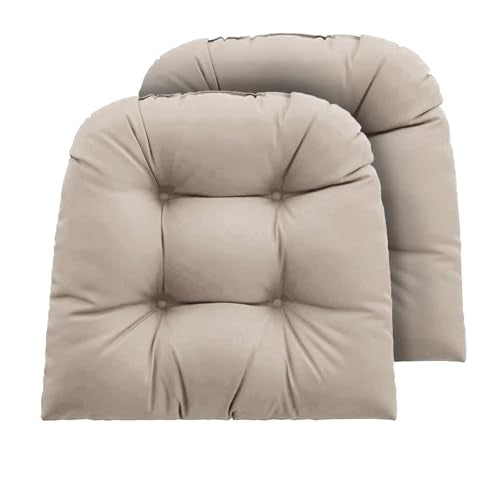 Outdoor Chair Cushions Set of 2, 19x19x4 Inch Seat Pads with Ties for Patio Wicker Chairs Garden Dining Chair, Indoor Outside Use, Fade-Resistant & Waterproof, Taupe - color: Taupe, size: 19x19x4"