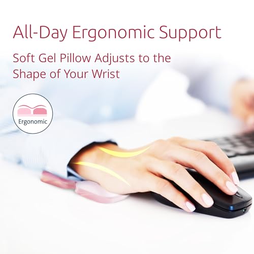 Kensington Duo Gel Mountain Mouse Wrist Rest Support Cushion for Mice & Trackballs, Ergonomic Mouse Wrist Support for Pain Relief, Comfortable Non-Skid Gel, Pink 6.69" x 3.09" x 0.76" K62826WW - color: Pink, style: Mountain Mouse Wrist Rest