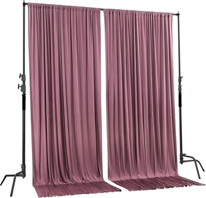 AK TRADING CO. 10 feet x 8 feet IFR Polyester Backdrop Drapes Curtains Panels with Rod Pockets - Wedding Ceremony Party Home Window Decorations - Dusty Rose - color: Dusty Rose