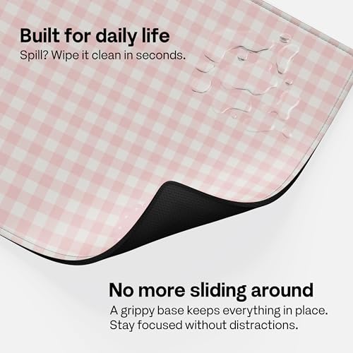 Pixio Mouse Pads - 36 x 16 inch XXL Checker Frogs Pink Multifunctional Large Desk Mats for Gaming, Office, Desktop Anti-Slip Waterproof Washable Computer Mouse Mat - color: Pink Checker Frogs