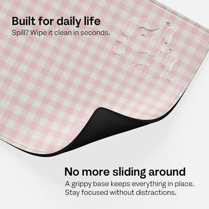 Pixio Mouse Pads - 36 x 16 inch XXL Checker Frogs Pink Multifunctional Large Desk Mats for Gaming, Office, Desktop Anti-Slip Waterproof Washable Computer Mouse Mat - color: Pink Checker Frogs