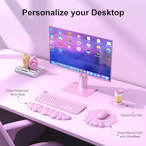 MOKURU Cloud Mouse Pad with Wrist Rest, Cloud Keyboard Wrist Rest, Mouse Pad Wrist Support, Ergonomic Keyboard Mouse Wrist Support (Pink) - color: Pink