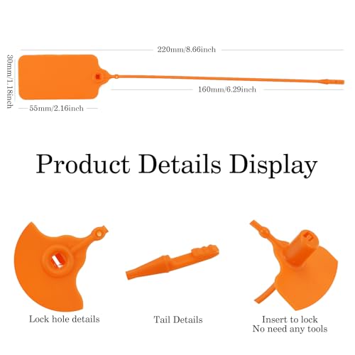 100pcs Luggage Tags Plastic Seals Shipping Label Logistics Sign Tie Bag Tag, Sealing Storage Multi Purpose Name ID Tag with Marker for Suitcases, Backpack, Schoolbag, Car Key (Orange) - color: Orange, size: 100pcs