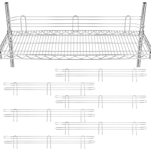 MorningRo 6 Pcs Chrome Wire Shelf Ledge 36" L x 4" H Wire Shelving Side Ledge Metal Shelves Accessories Pantry and Garage Storage(Silver) - color: Silver, size: 36" L X 4" H