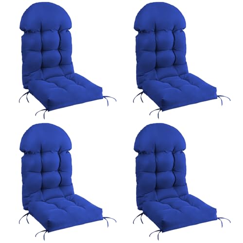 Adirondack Chair Cushions Set of 4, Rocking Chair Cushions High Back, Thickened Patio Chair Pad for Indoor and Outdoor, Glider Rocker Chairs Replacement Cushions Set, 44''L x 19''W x 4''H - color: Dark Blue, size: Set of 4