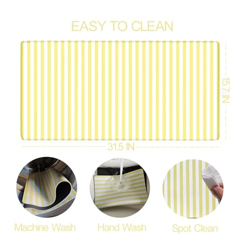 Yellow Striped Desk Mat Cute Pastel XXL Large Gaming Mouse Pad Desk Pad Kawaii Aesthetic Home Office Decor Cozy Keyboard Laptop Computer Mat - color: A2- Yellow