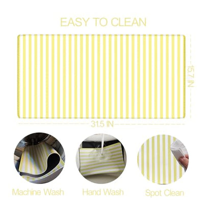 Yellow Striped Desk Mat Cute Pastel XXL Large Gaming Mouse Pad Desk Pad Kawaii Aesthetic Home Office Decor Cozy Keyboard Laptop Computer Mat - color: A2- Yellow