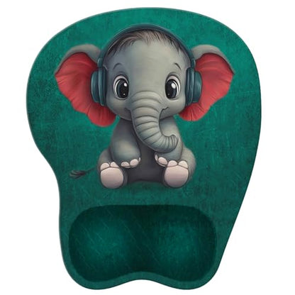 Mouse Pad with Wrist Rest Ergonomic Mouse Pad with Comfortable M-Shape Pain Relief Wrist Support Non-Slip PU Base Mousepad for Laptop, Office & Home (Green Elephant) - color: Green Elephant
