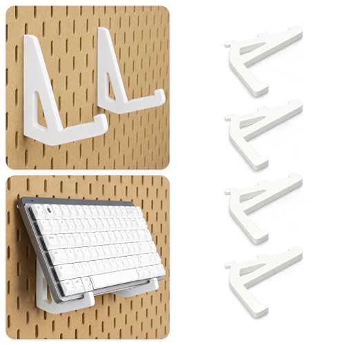 Mechanical Keyboard Holder for IKEA SKADIS Pegboard Accessories | White | Keyboard Stand | Space-Saving Desk Organizer, Gaming Office | 4PCS - color: White