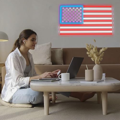 USA Neon Signs for Wall Decor，Led Neon Light for Man Cave、Bedroom、Garage，Christmas Birthday Party Gifts - style: national flag
