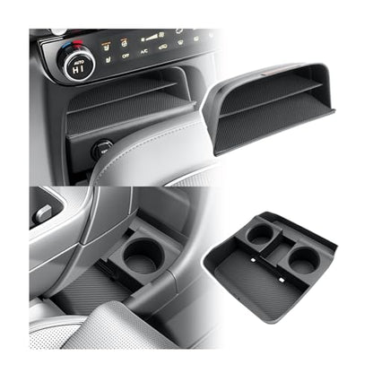 BIBIBO 2Packs for 2026 Hyundai Palisade Center Console Organizer 2026 Hyundai Palisade (SE, SEL, SEL Convenience, SEL Premium, XRT Pro, Limited, Calligraphy)Under Console Insert Tray+Divider Organizer - color: Black-(Console Under+Insert shelf)