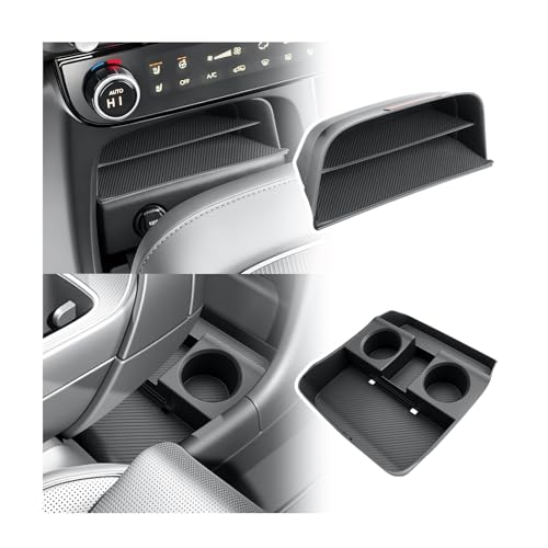 BIBIBO 2Packs for 2026 Hyundai Palisade Center Console Organizer 2026 Hyundai Palisade (SE, SEL, SEL Convenience, SEL Premium, XRT Pro, Limited, Calligraphy)Under Console Insert Tray+Divider Organizer - color: Black-(Console Under+Insert shelf)