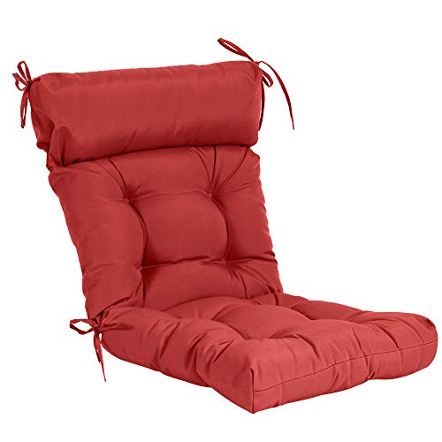 QILLOWAY Outdoor Rocking Chair Cushions Set of 2, 100% Polyester Waterproof Patio Rocking Chair Cushion, High Back Weatherproof Chair Pad for Adirondack & Outdoor Furniture, All Red - color: Red