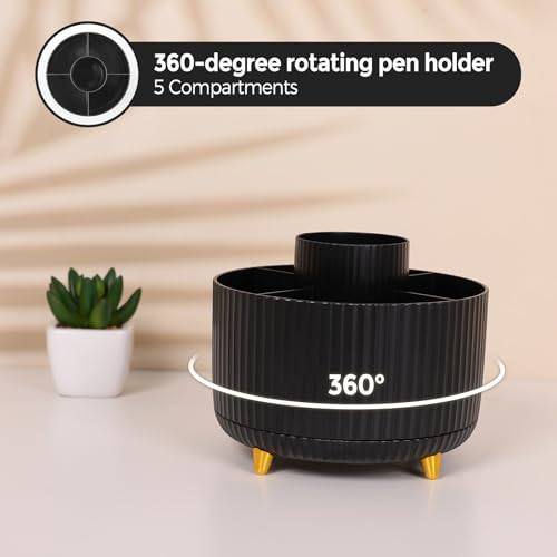 SKYDUE Black Office Supplies, Black Office Desk Accessories 10PCS, Pencil Holder for Desk, Stapler, Tape Dispenser, Scissors, Ruler, Clips and 1000pcs Staples, Desk Supplies Set - color: Black