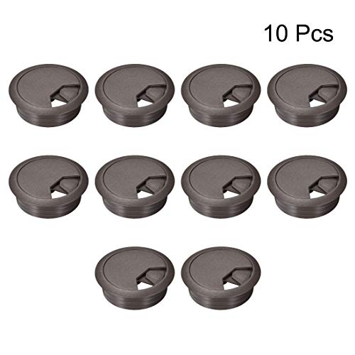 uxcell 2" Plastic Desk Wire Cord Cable Grommets Hole Cover, 10Pcs Dark Brown