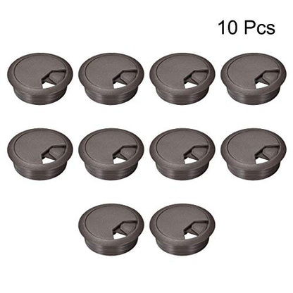 uxcell 2" Plastic Desk Wire Cord Cable Grommets Hole Cover, 10Pcs Dark Brown