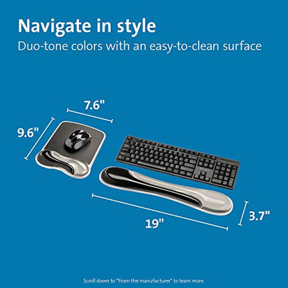 Kensington Mousepad and Wrist Rest, Practical, Gel Pillow, 11-2/5"Wx17-7/10"Lx1-7/10"H,GY (KMW52500) Each, Gray - color: Gray, size: 9.6L x 7.6W inches, style: Keyboard Wrist Rest + Mouse Pad